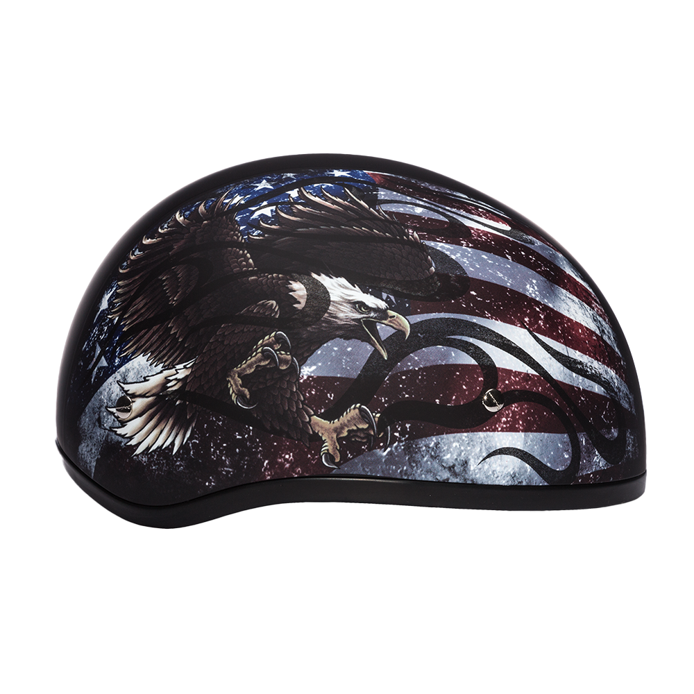 DOT Approved Daytona Motorcycle Half Face Helmet - Skull Cap Graphics for Men & Women, Scooters, ATVs, UTVs & Choppers - W/ USA