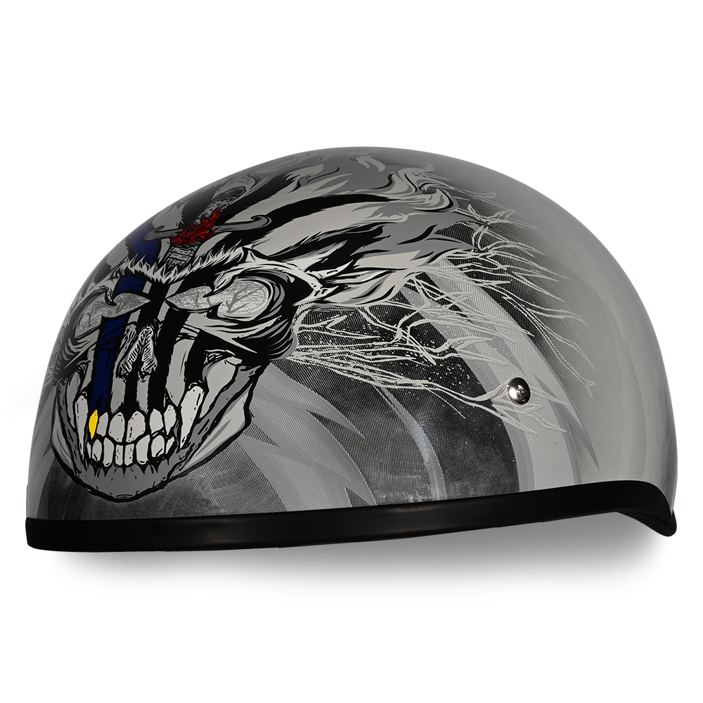 DOT Approved Daytona Motorcycle Half Face Helmet - Skull Cap Graphics for Men & Women, Scooters, ATVs, UTVs & Choppers - W/ Thunder