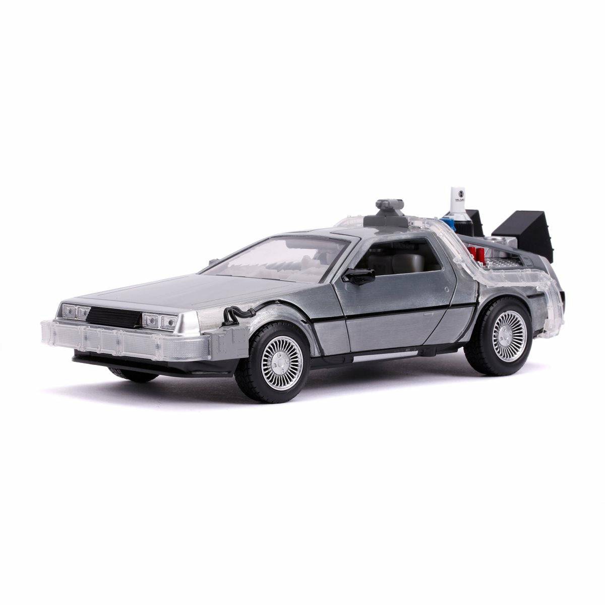 Back to the Future Part II die-cast 1:24 scale "Hollywood Rides" light-up DeLorean Time Machine