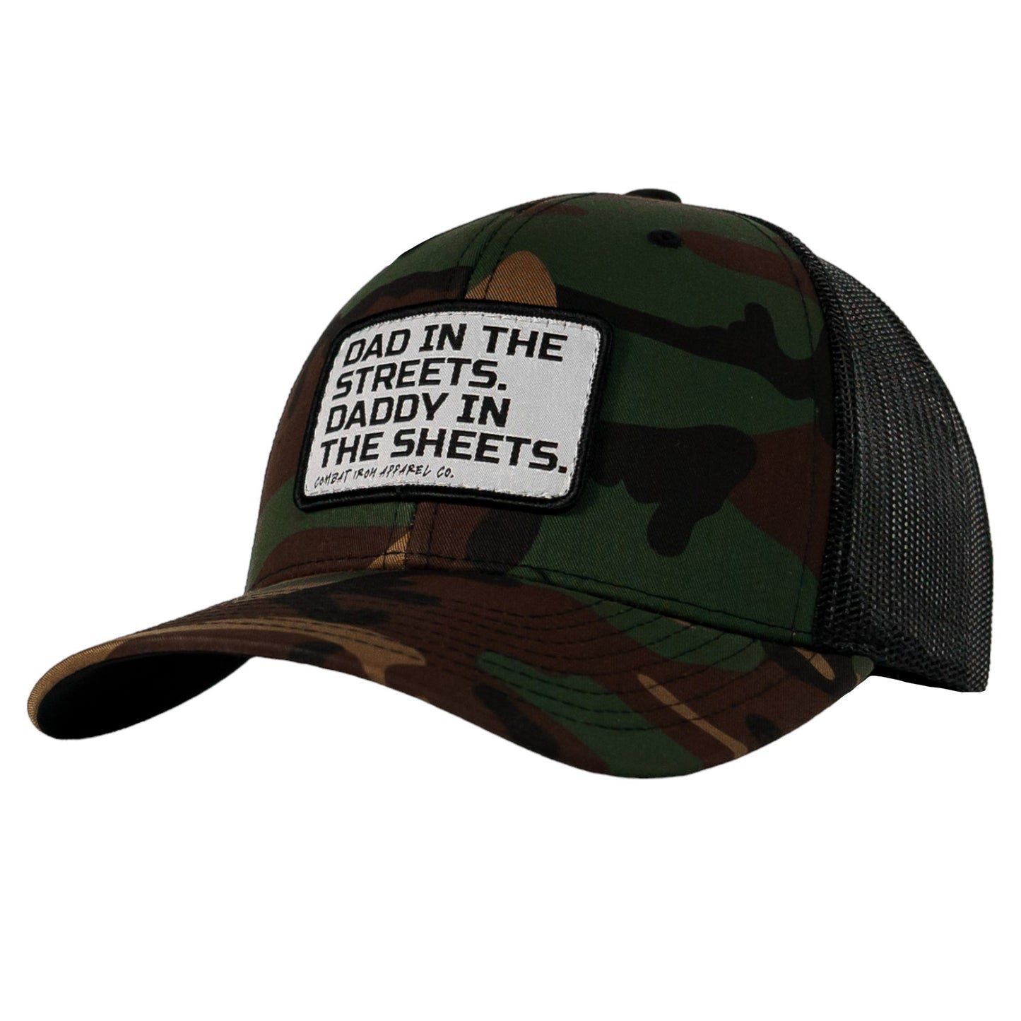 DAD IN THE STREETS. DADDY IN THE SHEETS. White Patch SnapBack