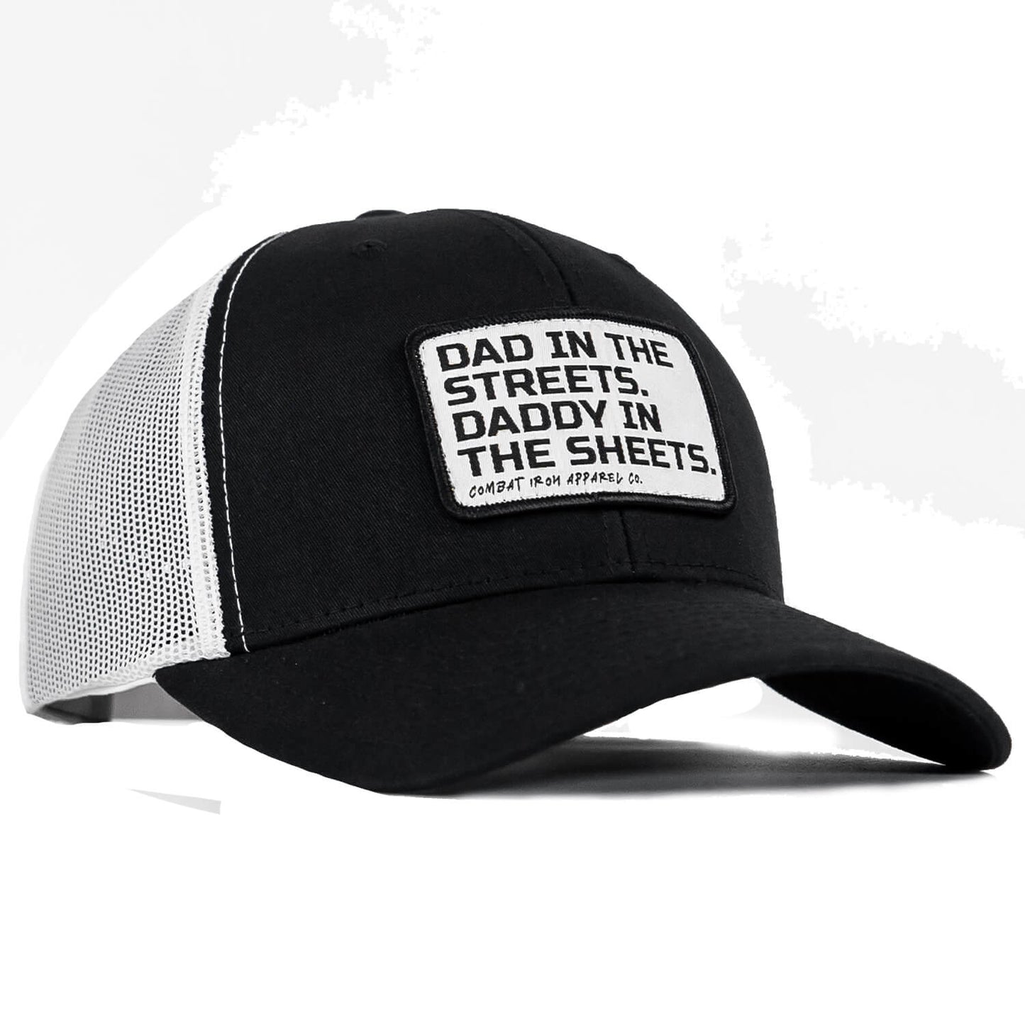 DAD IN THE STREETS. DADDY IN THE SHEETS. White Patch SnapBack