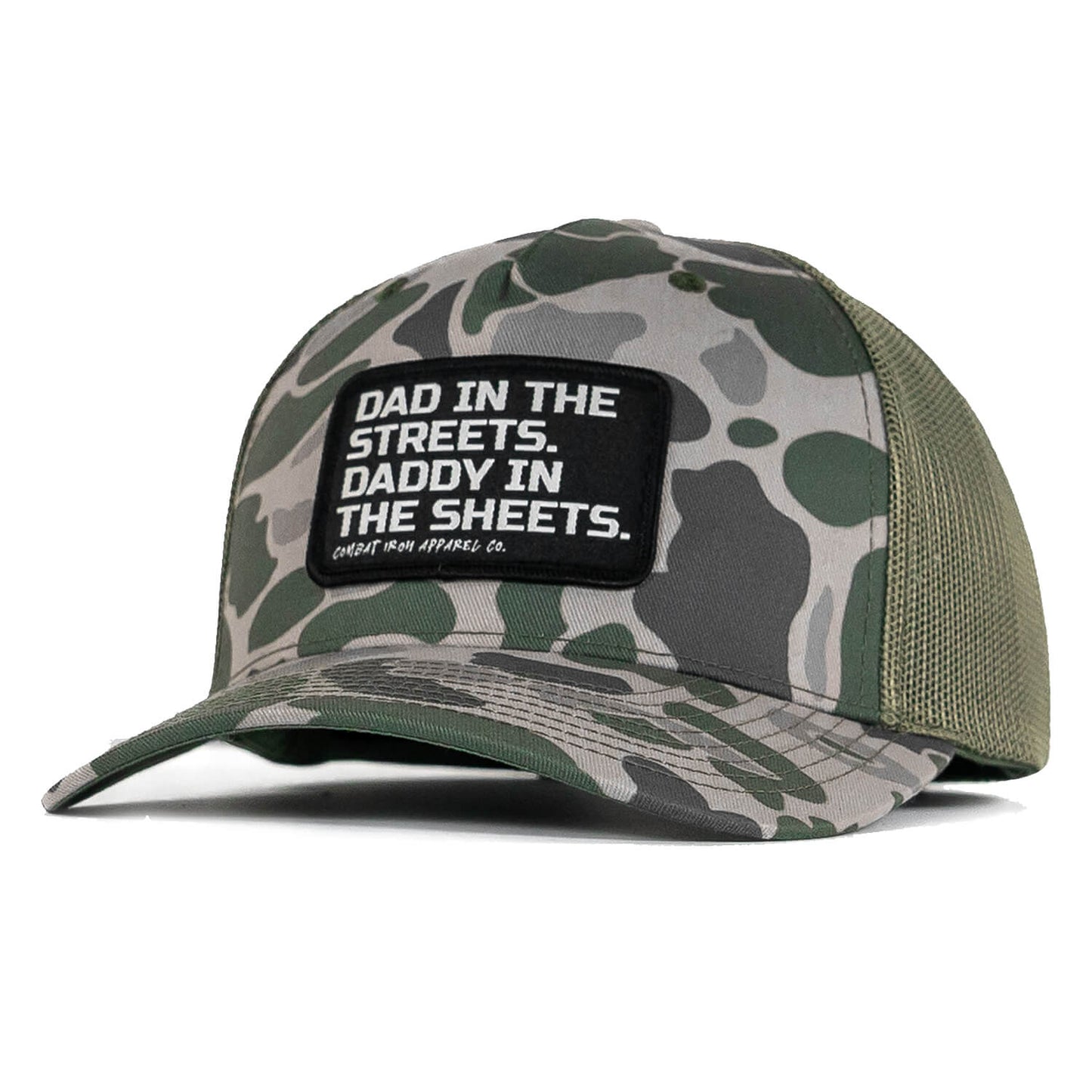 DAD IN THE STREETS. DADDY IN THE SHEETS. BLACK PATCH SNAPBACK