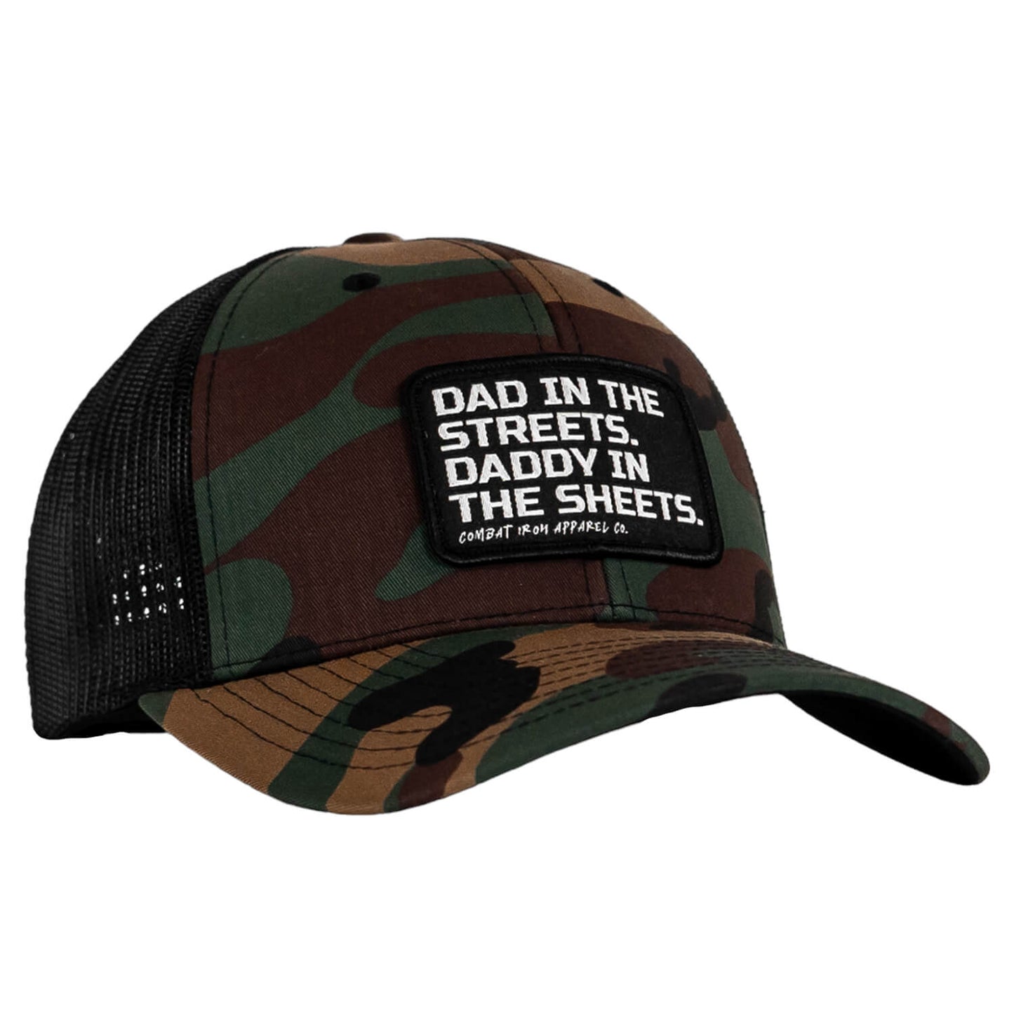 DAD IN THE STREETS. DADDY IN THE SHEETS. BLACK PATCH SNAPBACK