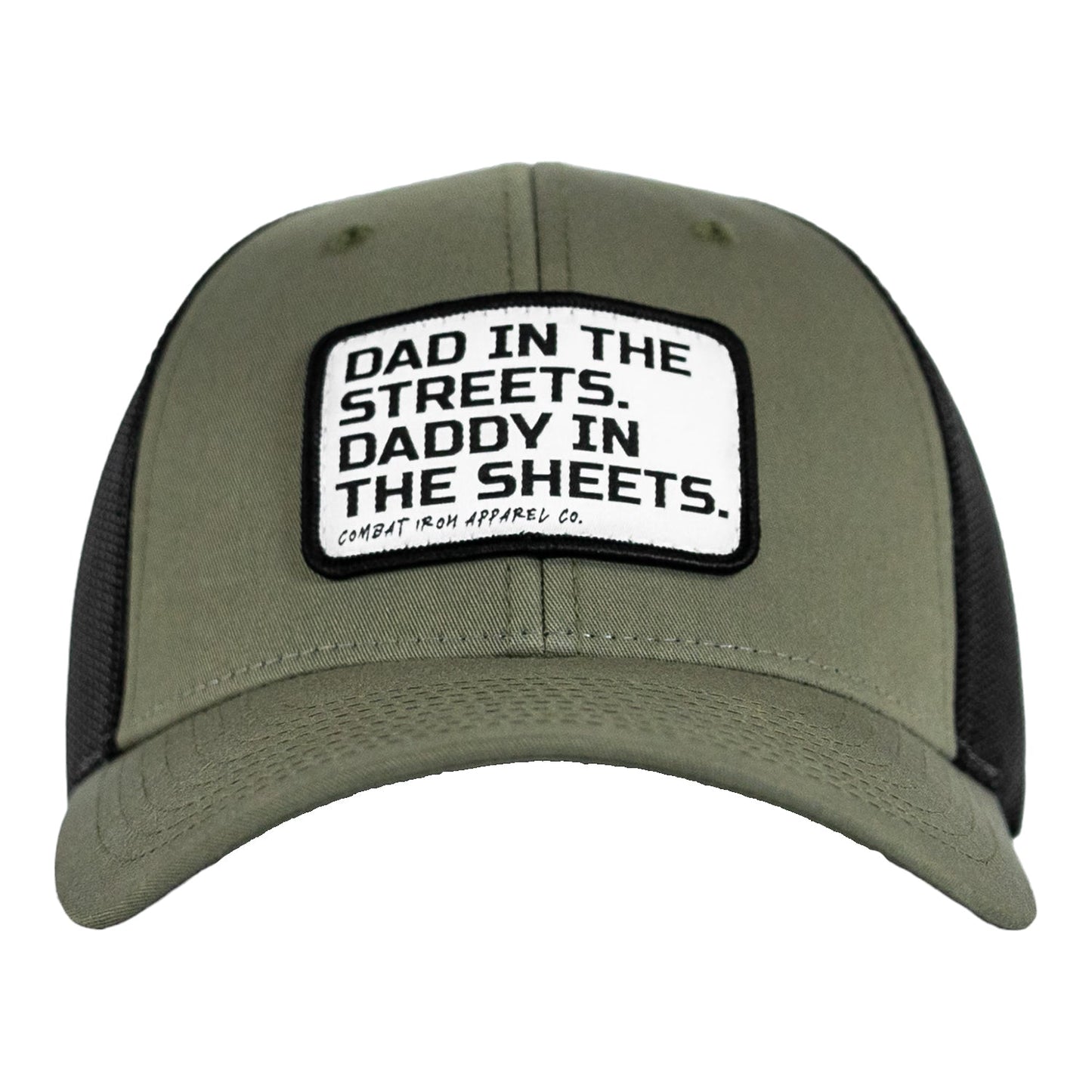 DAD IN THE STREETS. DADDY IN THE SHEETS. White Patch SnapBack