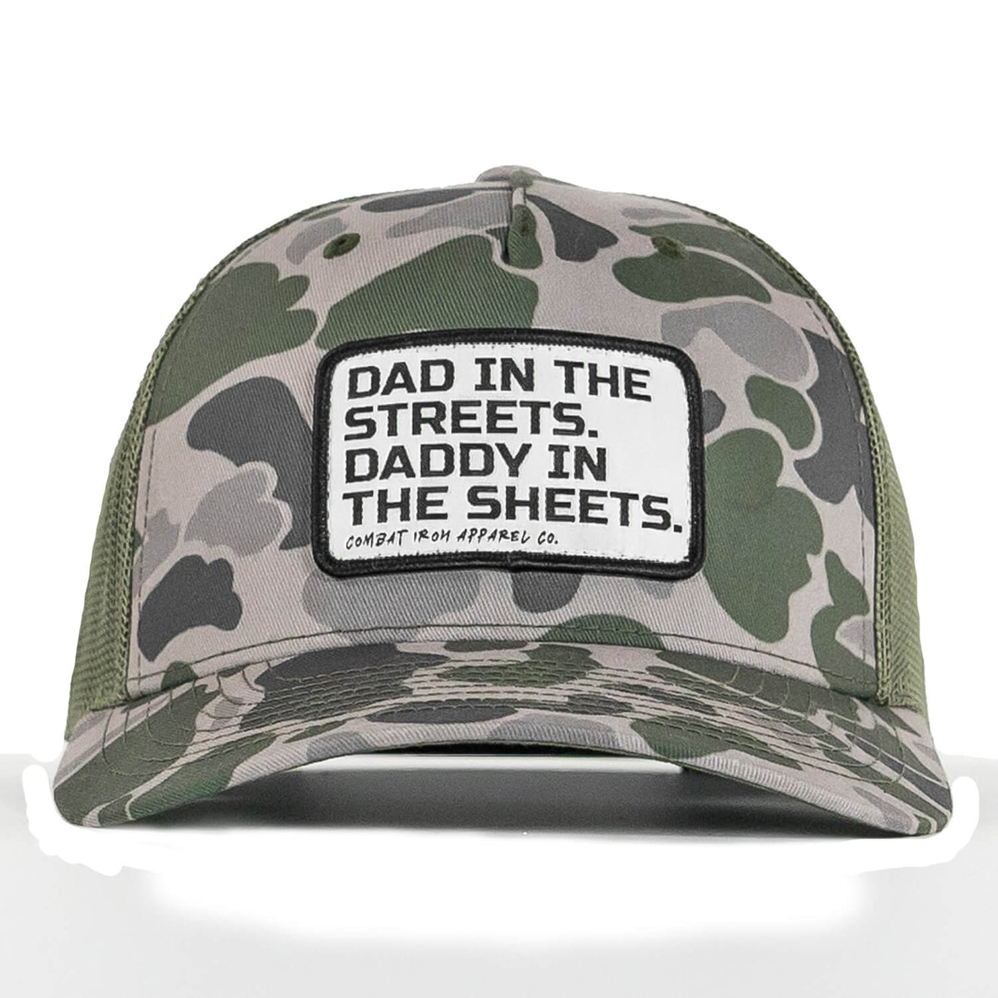 DAD IN THE STREETS. DADDY IN THE SHEETS. White Patch SnapBack