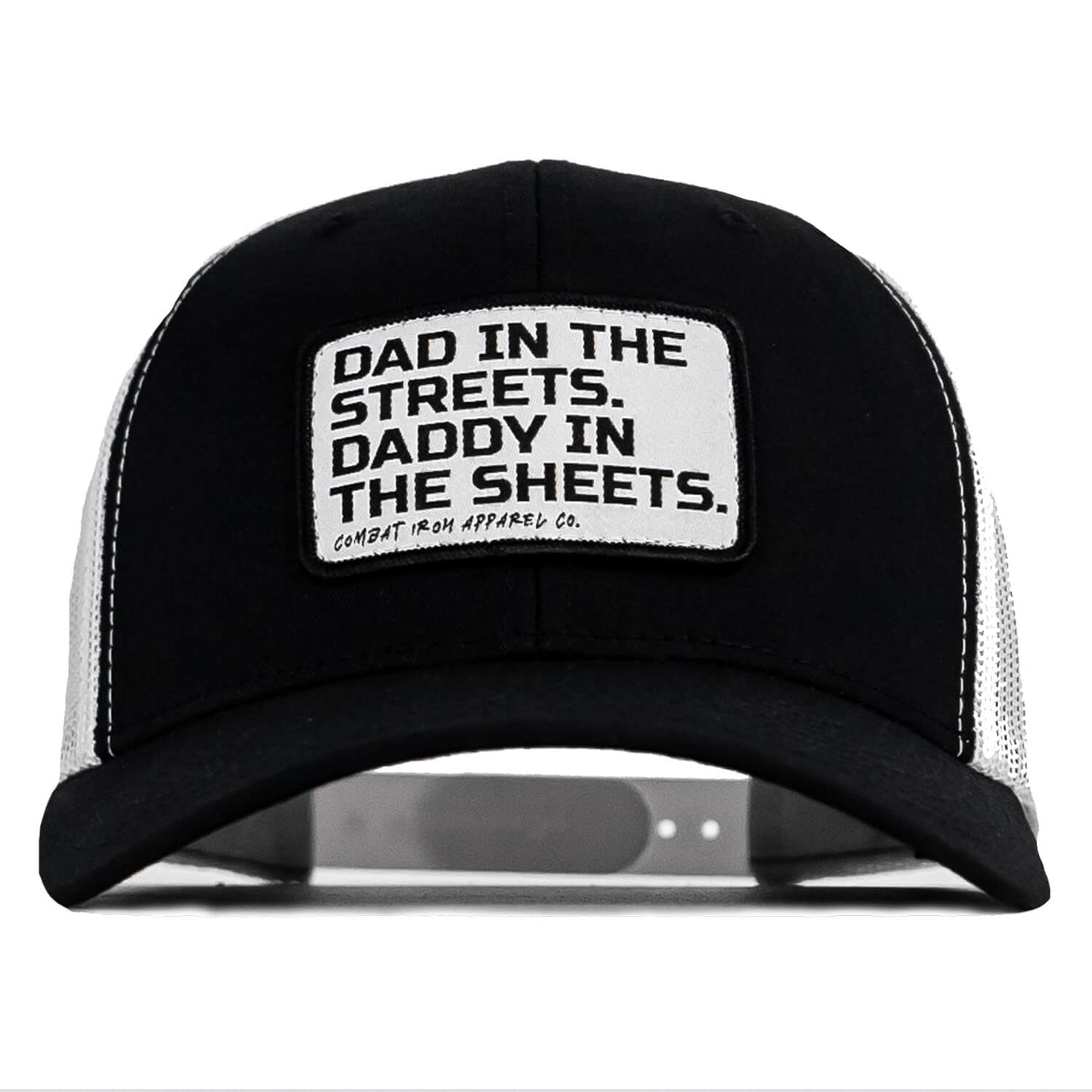 DAD IN THE STREETS. DADDY IN THE SHEETS. White Patch SnapBack