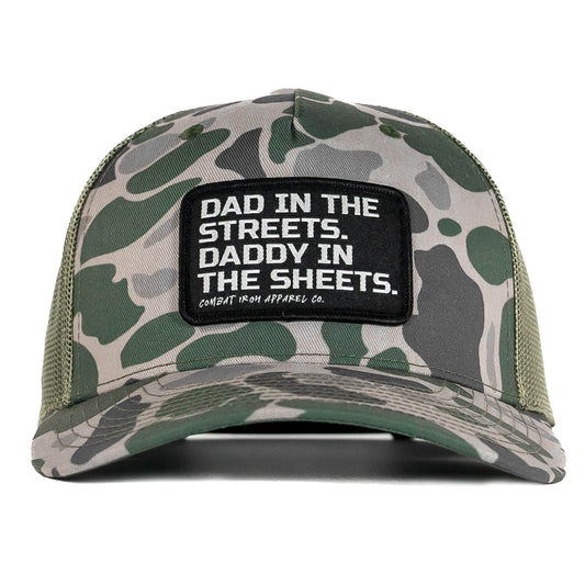 Dad In The Streets. Daddy In The Sheets. Black Patch Snapback Hat