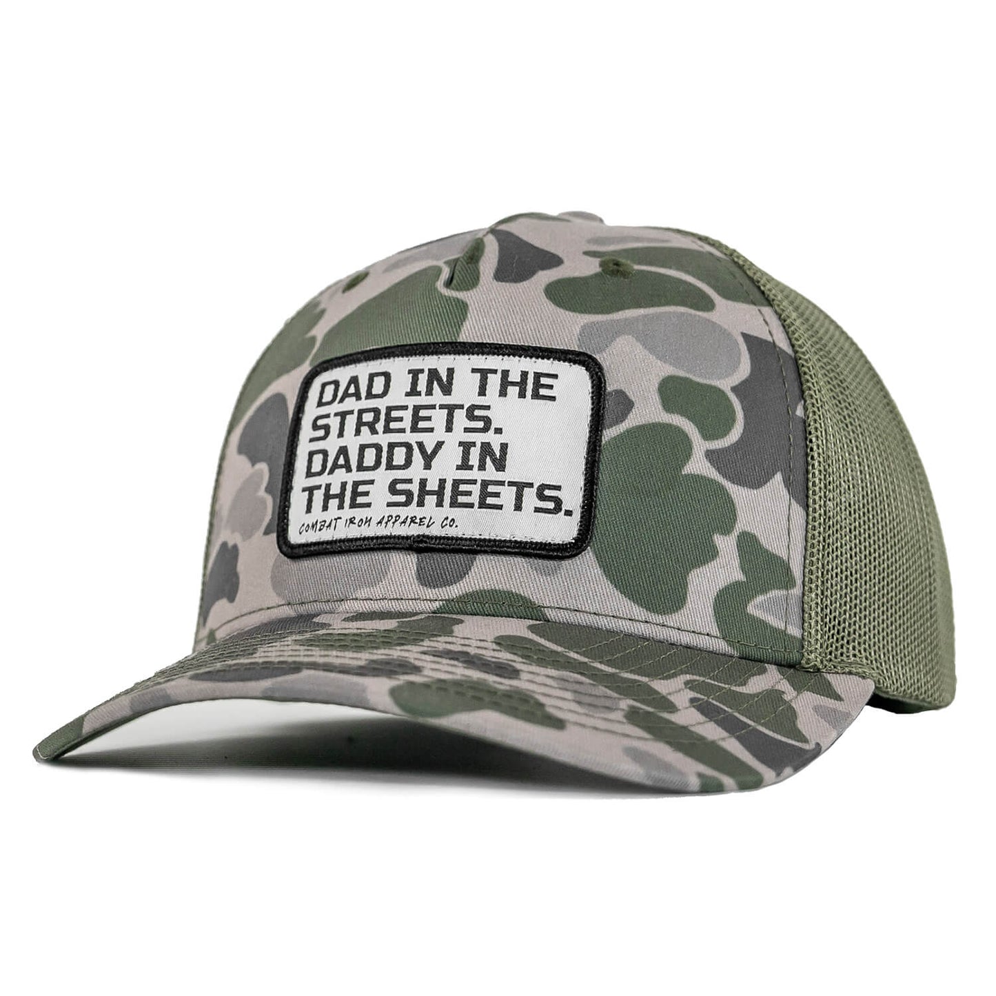 DAD IN THE STREETS. DADDY IN THE SHEETS. White Patch SnapBack