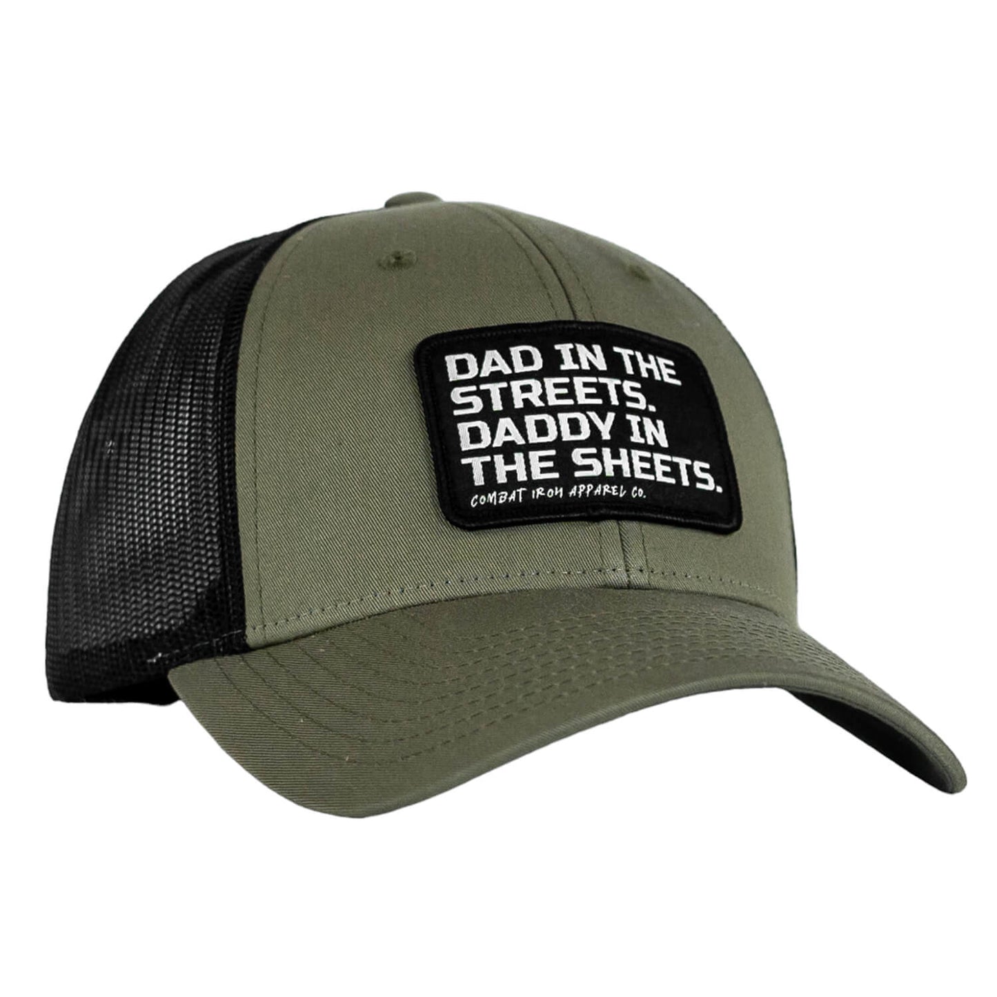 DAD IN THE STREETS. DADDY IN THE SHEETS. BLACK PATCH SNAPBACK