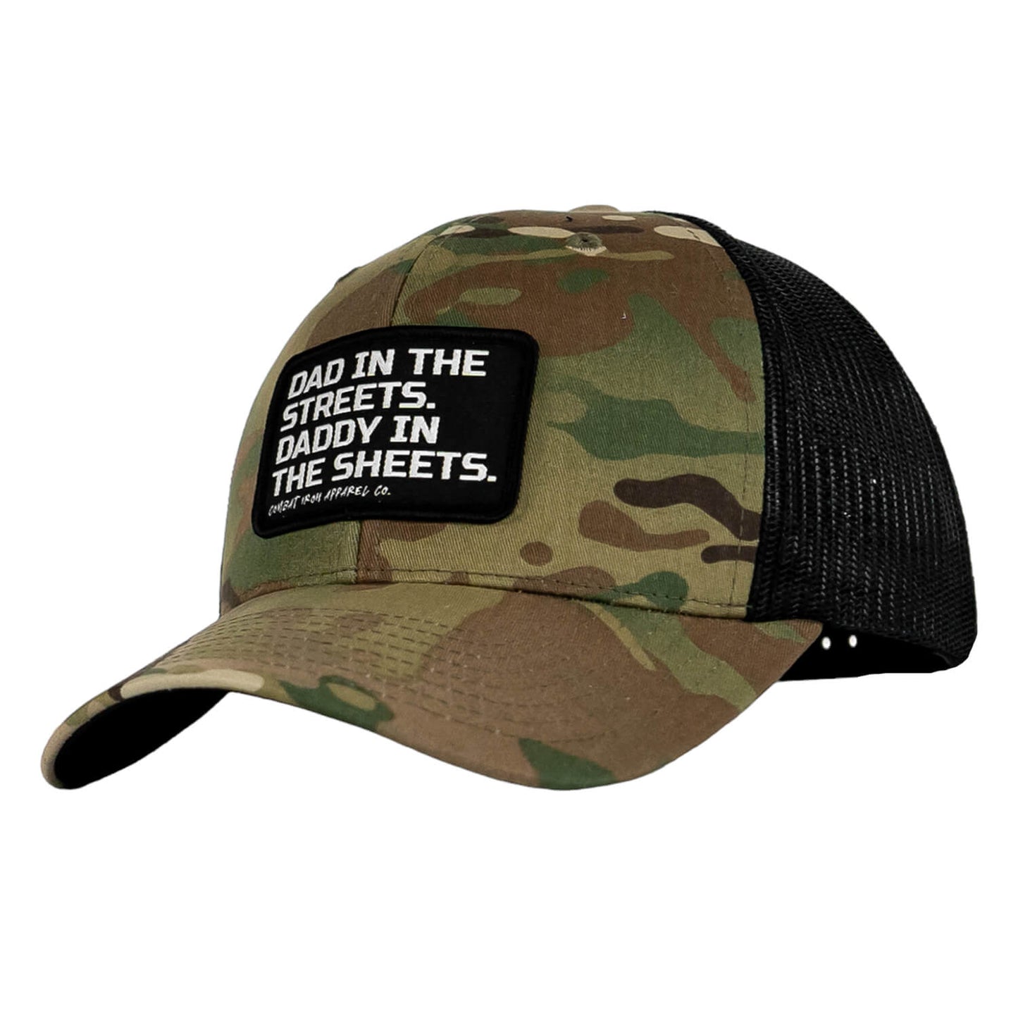 DAD IN THE STREETS. DADDY IN THE SHEETS. BLACK PATCH SNAPBACK