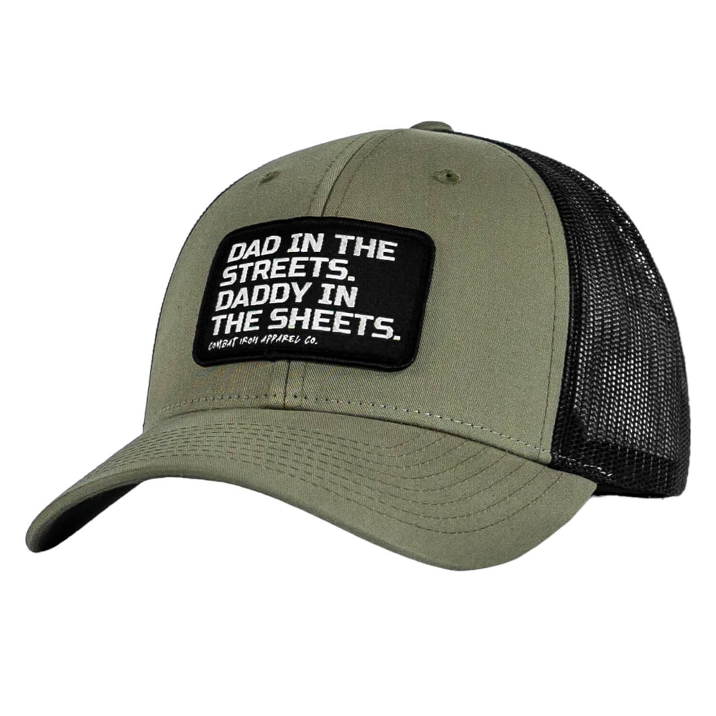 DAD IN THE STREETS. DADDY IN THE SHEETS. BLACK PATCH SNAPBACK