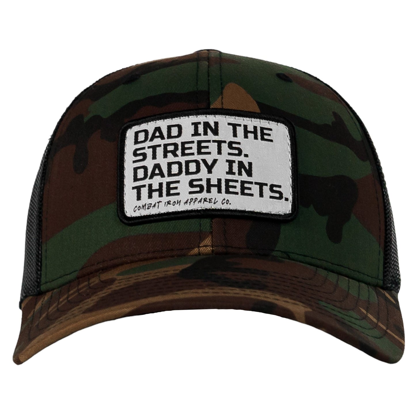 DAD IN THE STREETS. DADDY IN THE SHEETS. White Patch SnapBack