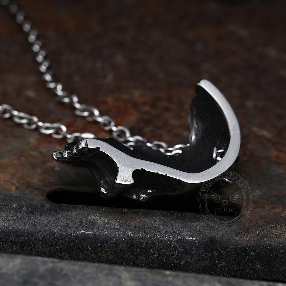 Damaged Half Face Skull Necklace