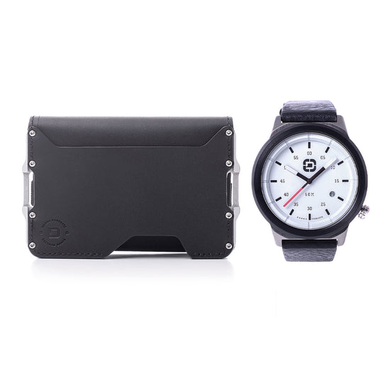 DANGO D03 Bifold WATCH & WALLET BUNDLE JET BLACK