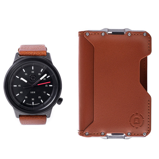 DANGO WATCH & WALLET BUNDLE - Dapper Watch & D03 Whiskey Brown