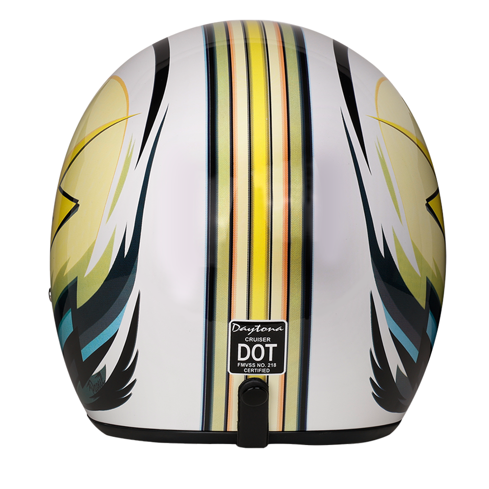 DOT Approved Daytona Cruiser Open Face Motorcycle Helmet - Men, Women & Youth - With Visor & Graphics - W/ Lightning