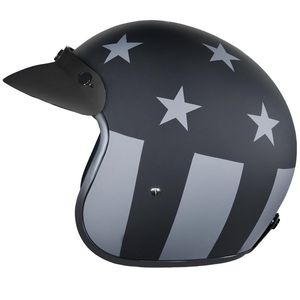 DOT Approved Daytona Cruiser Open Face Motorcycle Helmet - Men, Women & Youth - With Visor & Graphics - W/ Captain America Stealth