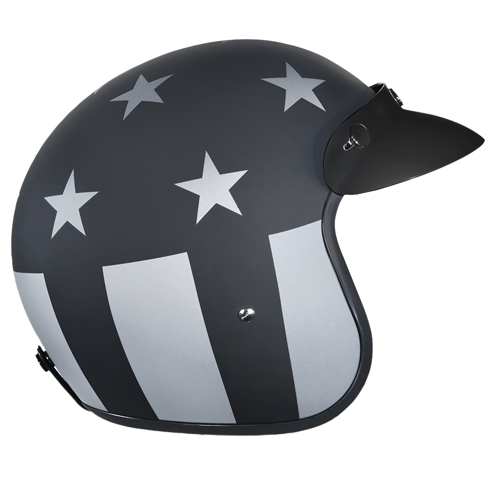 DOT Approved Daytona Cruiser Open Face Motorcycle Helmet - Men, Women & Youth - With Visor & Graphics - W/ Captain America Stealth