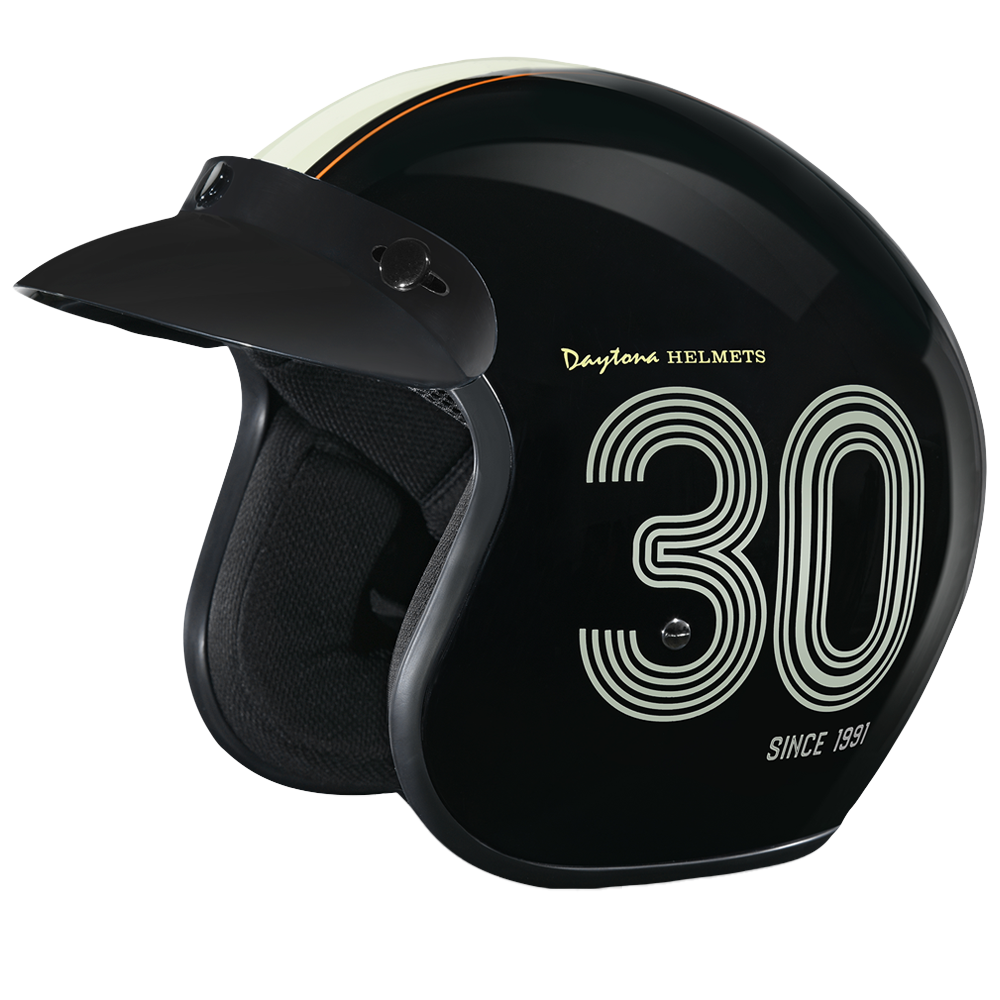 DOT Approved Daytona Cruiser Open Face Motorcycle Helmet - Men, Women & Youth - With Visor & Graphics - W/ Daytona 30th