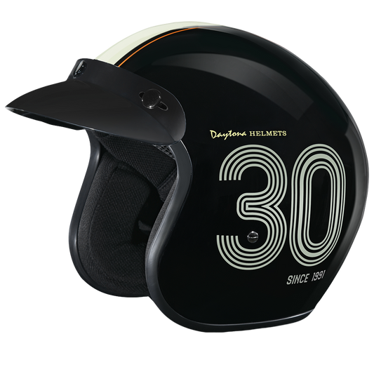 DOT Approved Daytona Cruiser Open Face Motorcycle Helmet - Men, Women & Youth - With Visor & Graphics - W/ Daytona 30th