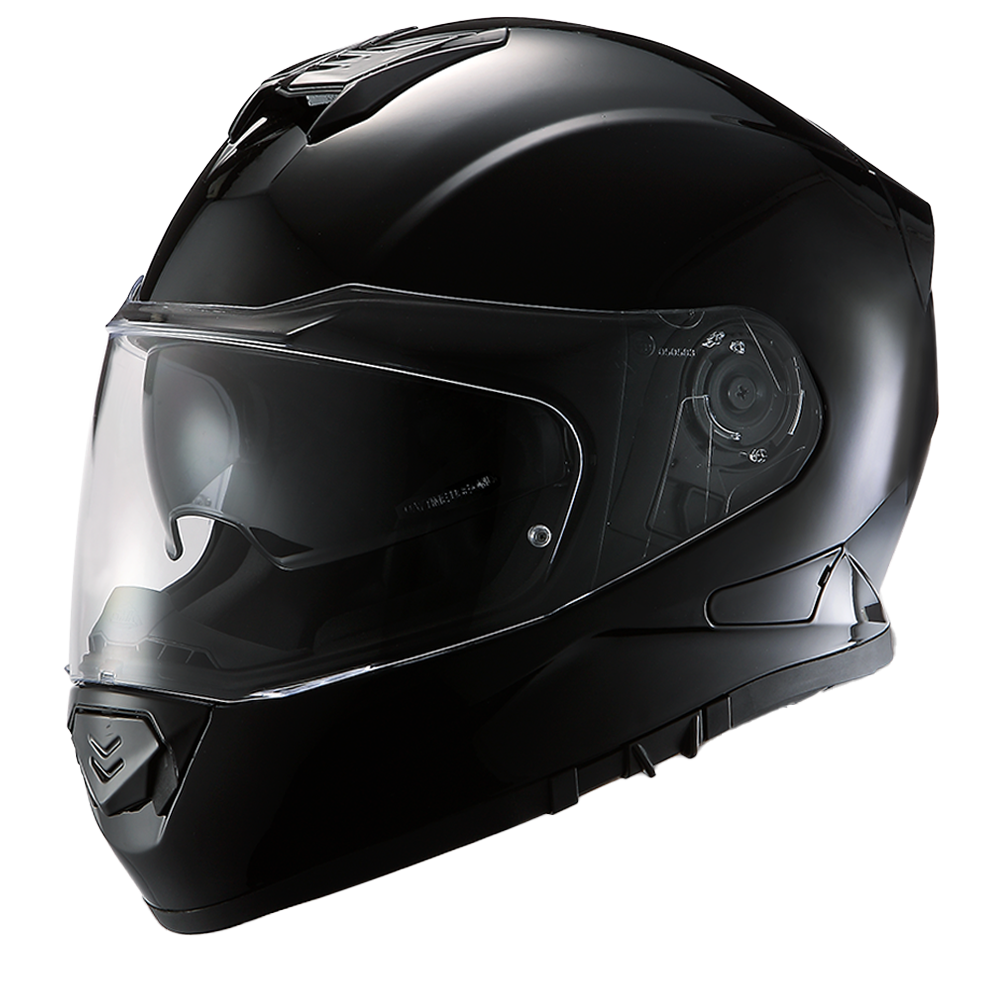 Daytona Detour Full Face Motorcycle Helmet - DOT Certified, Dual Visor, Street Bike Helmet, Men/Women/Youth - Hi-Gloss Black