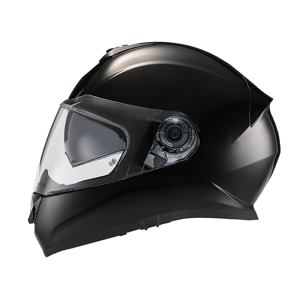 Daytona Detour Full Face Motorcycle Helmet - DOT Certified, Dual Visor, Street Bike Helmet, Men/Women/Youth - Hi-Gloss Black