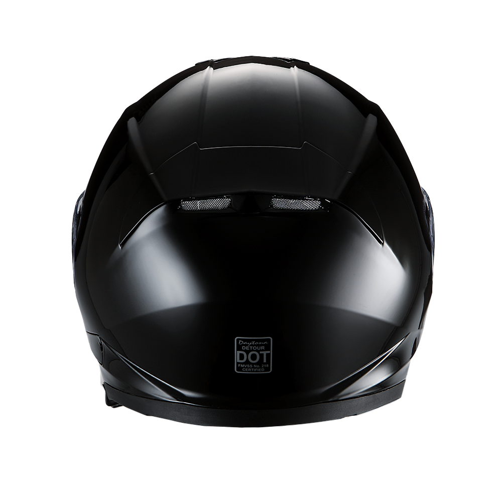 Daytona Detour Full Face Motorcycle Helmet - DOT Certified, Dual Visor, Street Bike Helmet, Men/Women/Youth - Hi-Gloss Black