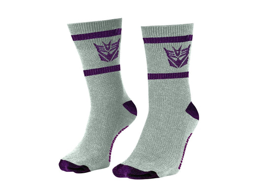 Hasbro Transformers Decepticons Symbol Grey and Purple Crew Socks