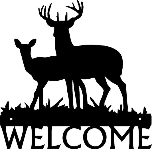 Deer Family #08 Buck & Doe Welcome Sign