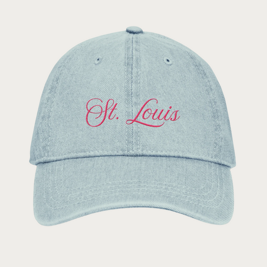 Pink Script Denim Dad Cap