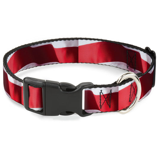 Plastic Clip Collar - American Flag Vivid Stripes CLOSE-UP Red/White