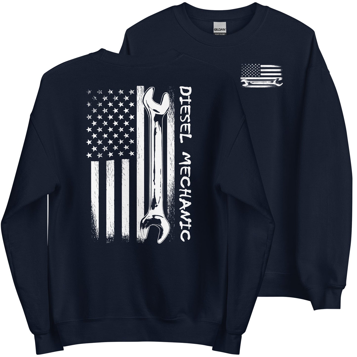 Diesel Mechanic American Flag Crew Neck Sweatshirt