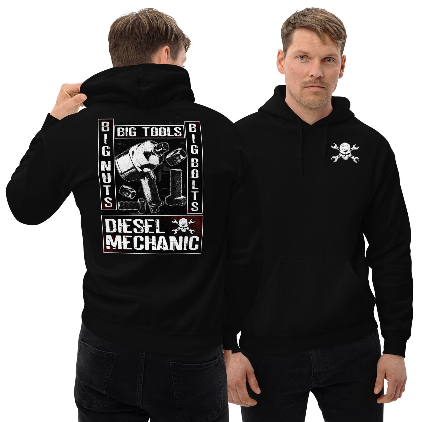 Diesel Mechanic Hoodie - Big Tools, Big Nuts, Big Bolts