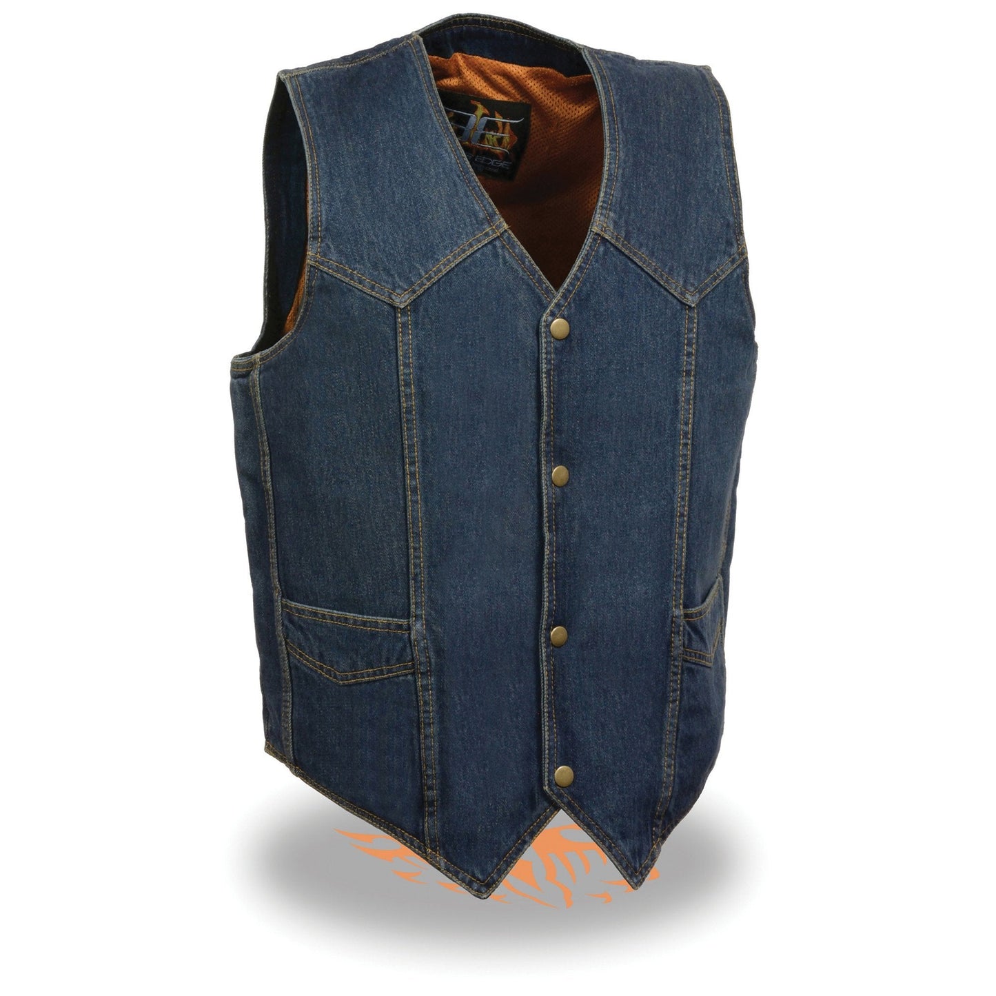 Milwaukee Leather DM1310 Men's Blue Denim Classic Snap Front Biker Vest