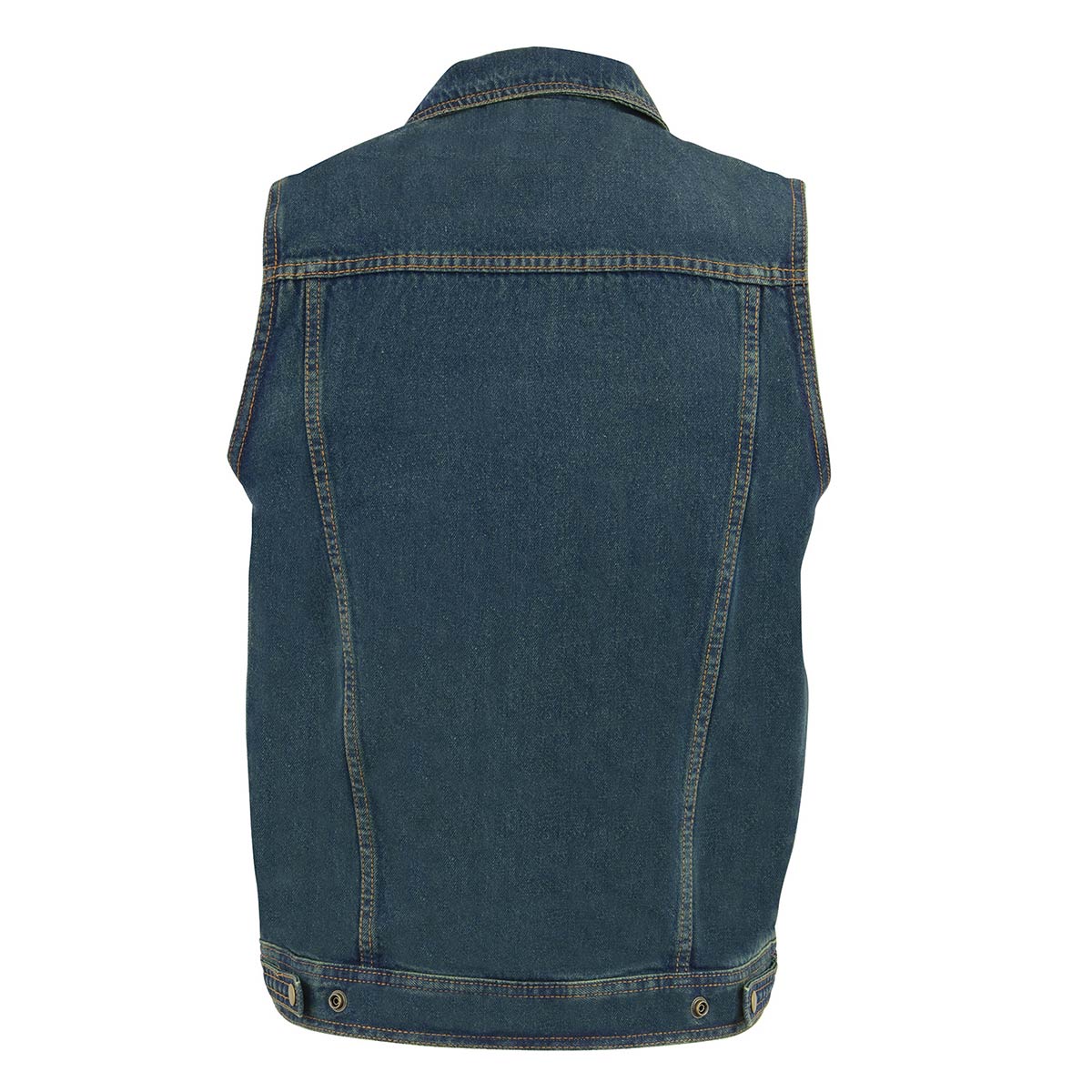 Milwaukee Leather DM1331 Men's Blue Denim Motorcycle Biker Riders Vest with Shirt Style Collar