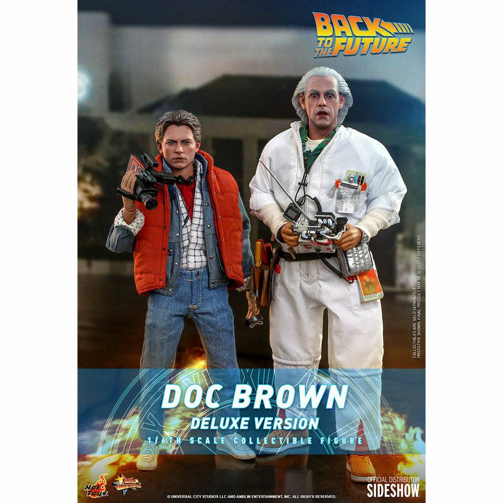 Hot Toys Back to the Future Doc Brown (Deluxe Version) 1:6 Scale Collectible Figure with bonus Plutonium case