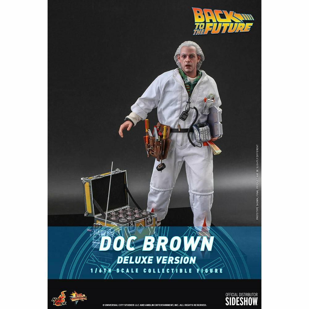 Hot Toys Back to the Future Doc Brown (Deluxe Version) 1:6 Scale Collectible Figure with bonus Plutonium case