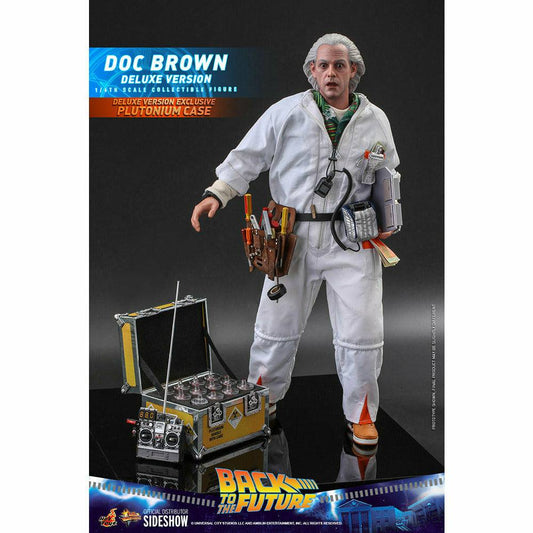 Hot Toys Back to the Future Doc Brown (Deluxe Version) 1:6 Scale Collectible Figure with bonus Plutonium case