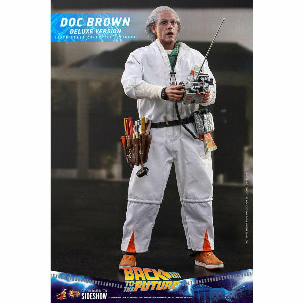 Hot Toys Back to the Future Doc Brown (Deluxe Version) 1:6 Scale Collectible Figure with bonus Plutonium case