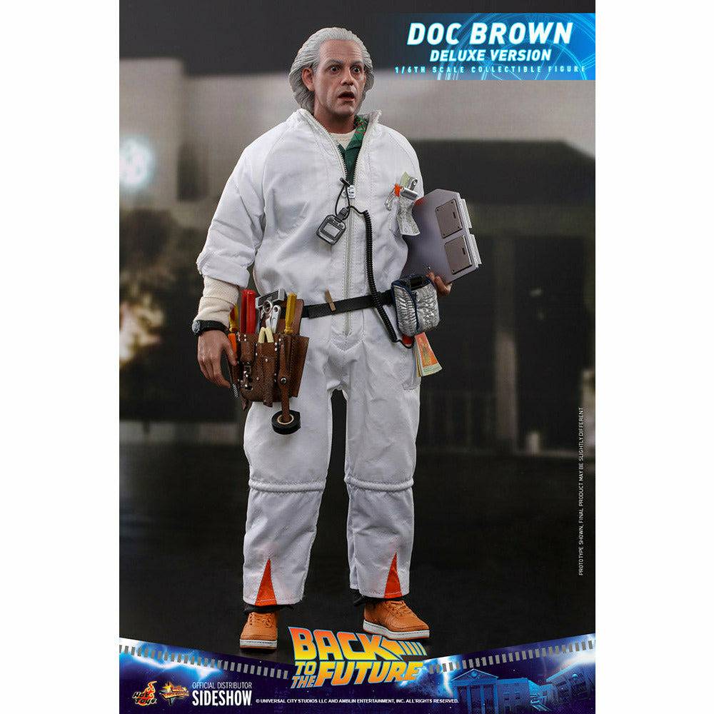 Hot Toys Back to the Future Doc Brown (Deluxe Version) 1:6 Scale Collectible Figure with bonus Plutonium case