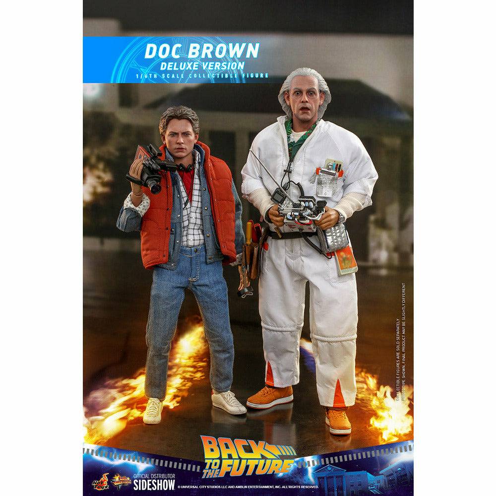 Hot Toys Back to the Future Doc Brown (Deluxe Version) 1:6 Scale Collectible Figure with bonus Plutonium case