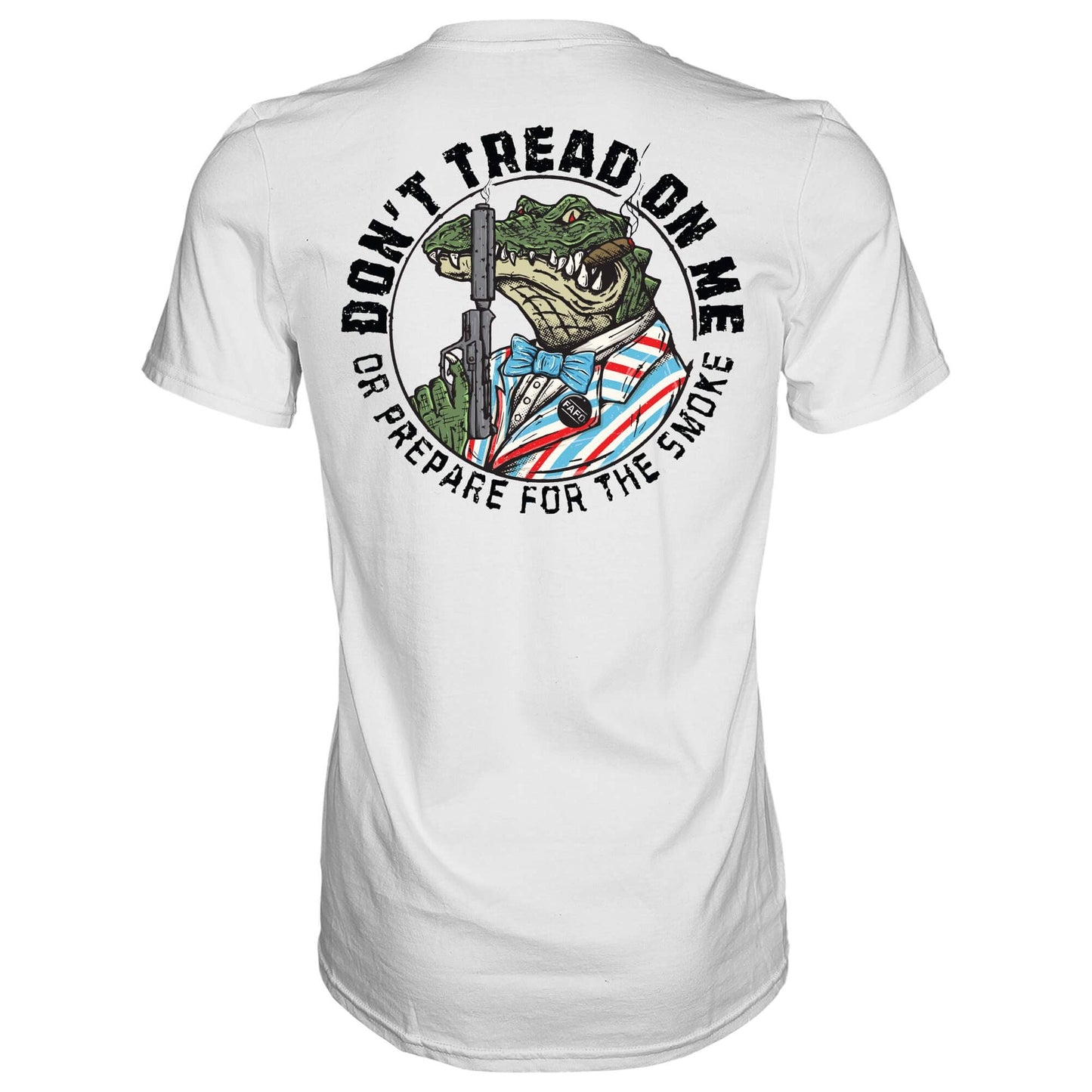 DON'T TREAD ON ME OR PREPARE FOR THE SMOKE ALLIGATOR MEN'S PATRIOTIC T-SHIRT