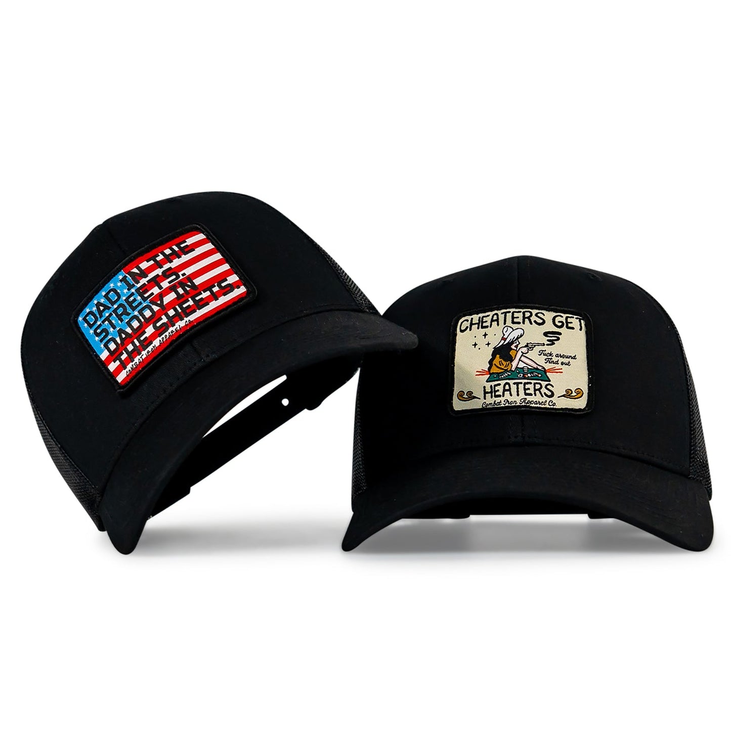 DAD IN THE STREETS. DADDY IN THE SHEETS. USA Flag Patch SnapBack