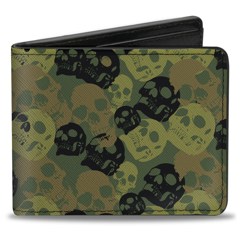 Bi-Fold Wallet - Camo Olive Black Skull Yard2