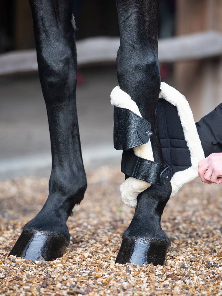 LeMieux Fleece Edged Mesh Brushing Boots Black/Natural