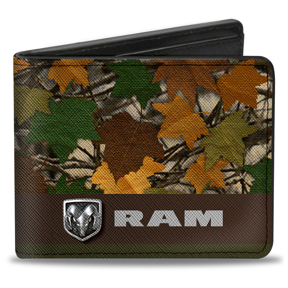 Bi-Fold Wallet - RAM Logo Leaf Camo Browns Greens Silvers