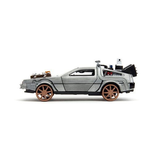 Back to the Future Part III die-cast 1:32 scale "Hollywood Rides" DeLorean Time Machine (railroad)