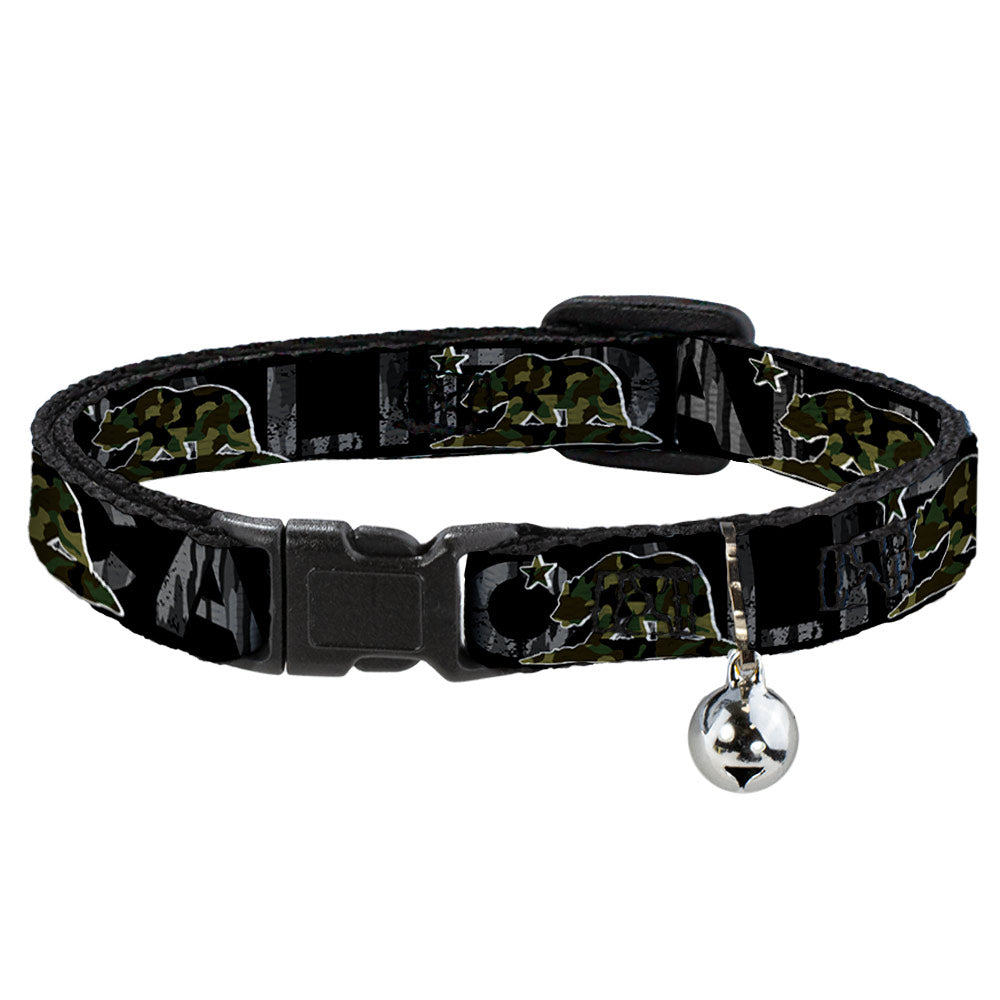 Cat Collar Breakaway - CALIFORNIA Flag Bear Black Camo Gray Camo Olive