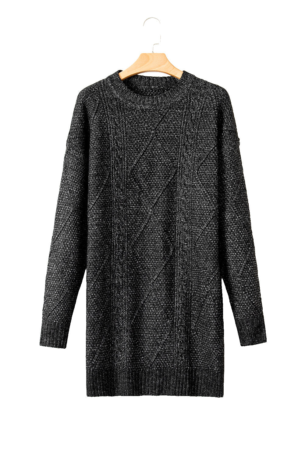 Parchment Cable Knit Drop Shoulder Loose Fit Sweater Dress