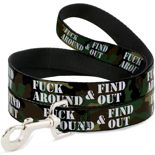 Dog Leash - FAFO FUCK AROUND & FIND OUT Stencil Camo/White